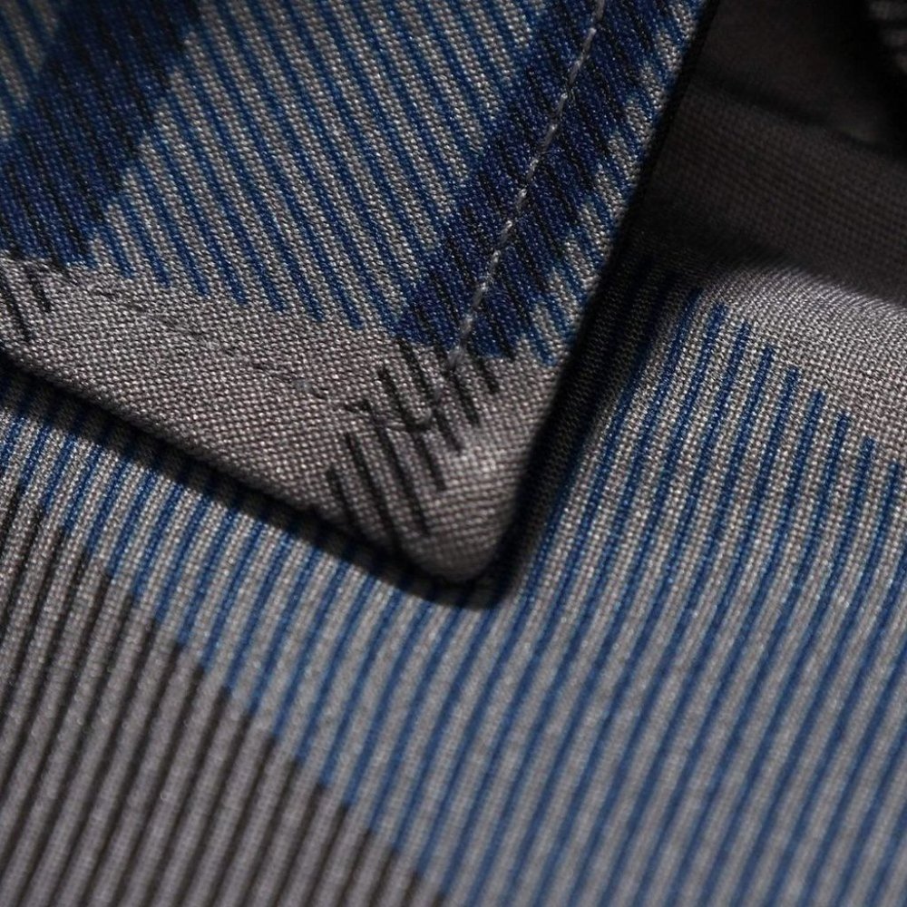 Business Casual Blue Men's Plaid Print Shirt - Picture 9 of 9